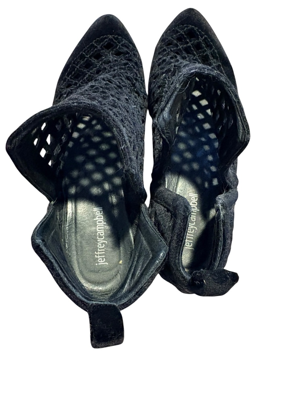 Jeffrey Campbell Black Woven Cutout Pointed Toe Booties Size 11